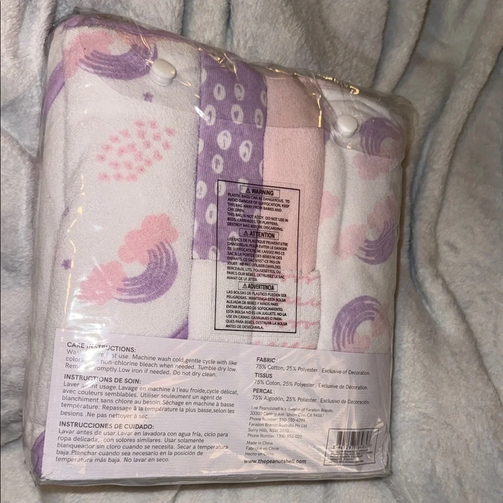 The Peanutshell Pink Unicorn Hooded Towel Set - Picture 9 of 10